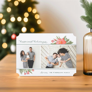 Cartes Pour Fêtes Annuelles Peine d'hiver   Deux vacances photo