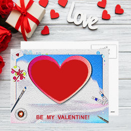 Cartes Pour Fêtes Annuelles Peint Valentine Heart Ajouter Votre Photo