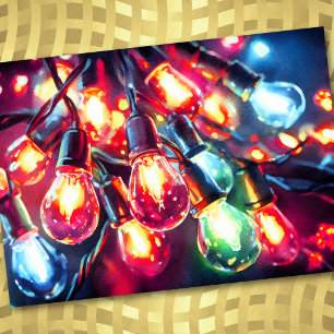 Cartes Pour Fêtes Annuelles Peinture à l'aquarelle Noël Fête Guirlande Lumineu