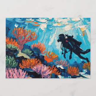 Cartes Pour Fêtes Annuelles peinture à l'huile «Art de la plongée en scaphandr