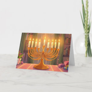 Cartes Pour Fêtes Annuelles Peinture à l'huile de bougies de la menorah de Han