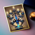 Cartes Pour Fêtes Annuelles Peinture Abstraite de Menorah Gold Cafe<br><div class="desc">Des objets de vacances à thème conçus par Umua. Imprimé et expédié par Zazzle ou ses filiales.</div>