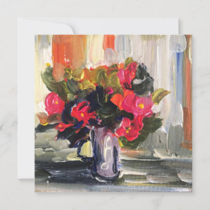 Cartes Pour Fêtes Annuelles Peinture acrylique, fleurs rouges