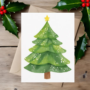 Cartes Pour Fêtes Annuelles Peinture aquarelle arbre de Noël vacances