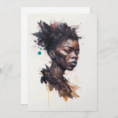 Cartes Pour Fêtes Annuelles Peinture aquarelle, Belles femmes de la tribu afri (Devant / Derrière)