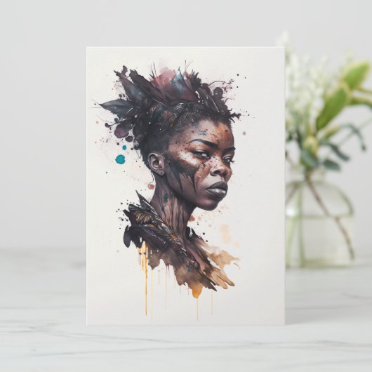 Cartes Pour Fêtes Annuelles Peinture aquarelle, Belles femmes de la tribu afri (Debout devant)