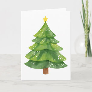 Cartes Pour Fêtes Annuelles Peinture aquarelle de l'arbre de Noël pour les fêt