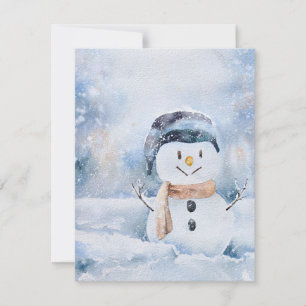 Cartes Pour Fêtes Annuelles Peinture aquarelle rétro bonhomme de neige