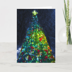 Cartes Pour Fêtes Annuelles Peinture colorée d'arbre de Noël