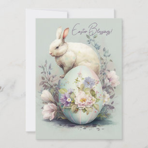 Cartes Pour Fêtes Annuelles Peinture d'aquarelle de lapin de Pâques gaie