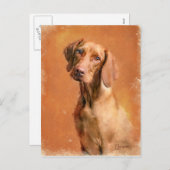 Cartes Pour Fêtes Annuelles Peinture d'art de Chien Vizsla en Hongrie (Devant / Derrière)