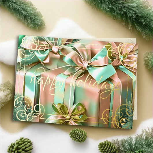 Cartes Pour Fêtes Annuelles Peinture de cadeaux de Noël pêche menthe