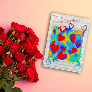 Cartes Pour Fêtes Annuelles Peinture de cœurs colorés modernes - Saint-Valenti