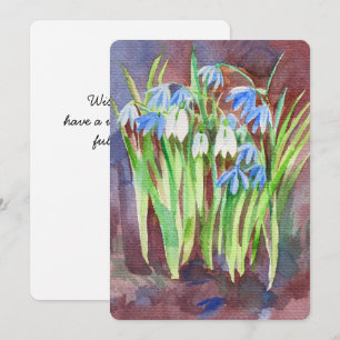 Cartes Pour Fêtes Annuelles Peinture de fleurs de printemps bleu de la Sibérie