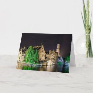 Cartes Pour Fêtes Annuelles Peinture de la vieille ville de Bruges et tour du