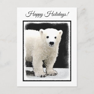 Cartes Pour Fêtes Annuelles Peinture de l'ours polaire - Art original de la fa