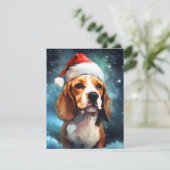 Cartes Pour Fêtes Annuelles peinture de Noël beagle (Debout devant)
