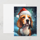 Cartes Pour Fêtes Annuelles peinture de Noël beagle (Devant / Derrière)