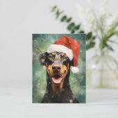 Cartes Pour Fêtes Annuelles Peinture de Noël Doberman (Debout devant)