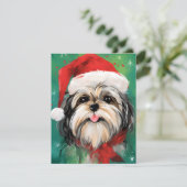 Cartes Pour Fêtes Annuelles Peinture de Noël Shih Tzu (Debout devant)