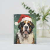 Cartes Pour Fêtes Annuelles Peinture de Noël St.Bernard (Debout devant)