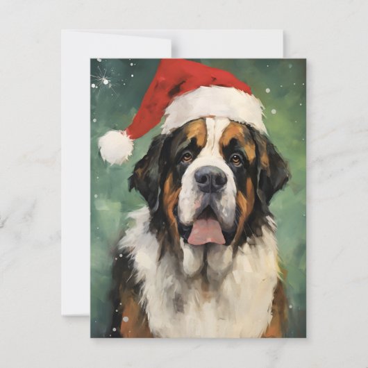 Cartes Pour Fêtes Annuelles Peinture de Noël St.Bernard (Devant)