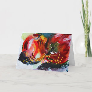 Cartes Pour Fêtes Annuelles Peinture de pomme de Roch Hachana