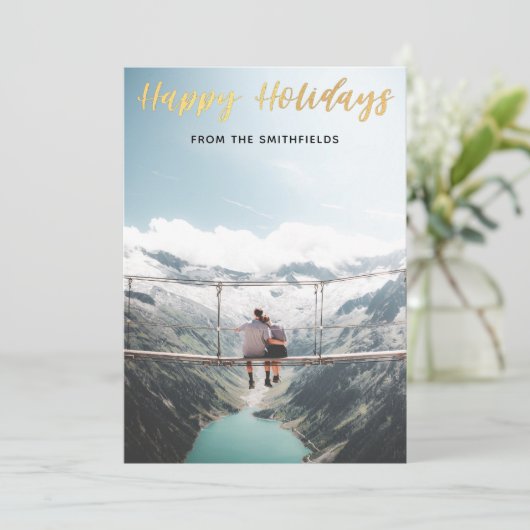 Cartes Pour Fêtes Annuelles Peinture d'or Joyeux Noël (Debout devant)