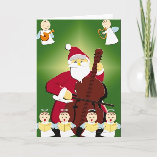 Cartes Pour Fêtes Annuelles Peinture du père noël jouant le violoncelle avec (Devant)