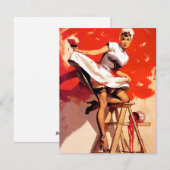 Cartes Pour Fêtes Annuelles Peinture Elvgren Rouge (Devant / Derrière)