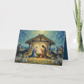 Cartes Pour Fêtes Annuelles Peinture impressionniste Scène de la Nativité (Devant)