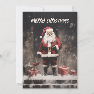 Cartes Pour Fêtes Annuelles Peinture murale rurale de Père Noël