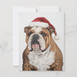 Cartes Pour Fêtes Annuelles Peinture stoïque de bouledogue avec chapeau de Pèr