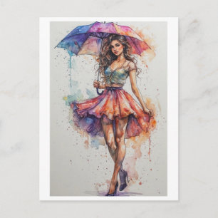 Cartes Pour Fêtes Annuelles Peinture sur la pluie sur un