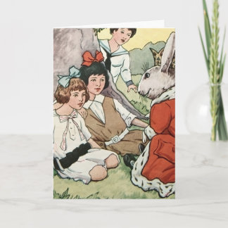 Cartes Pour Fêtes Annuelles Peinture Vintage de Pâques lapin et enfants