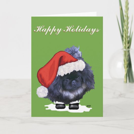 Cartes Pour Fêtes Annuelles Pekingese Chiot Noël (Devant)
