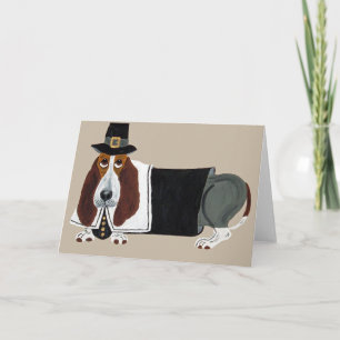 Cartes Pour Fêtes Annuelles Pèlerin de thanksgiving de Basset Hound