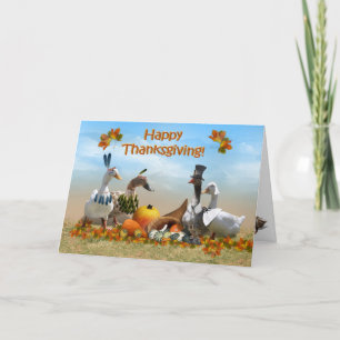 Cartes Pour Fêtes Annuelles Pèlerin de Thanksgiving et Canards indiens