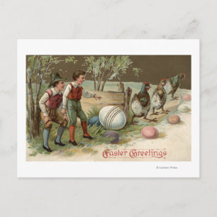 Cartes Pour Fêtes Annuelles Pèlerins pointant des oeufs de Pâques