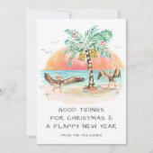 Cartes Pour Fêtes Annuelles Pélicans & Palm Plage tropicale Noël côtier (Devant)