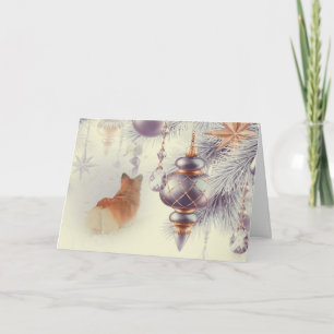 Cartes Pour Fêtes Annuelles Pembroke Welsh Corgi de vacances dans la neige