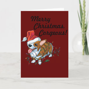 Cartes Pour Fêtes Annuelles Pembroke Welsh Corgi Puppy Noël Lumières