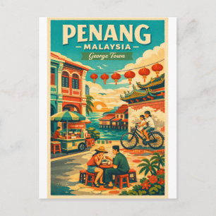 Cartes Pour Fêtes Annuelles Penang, Malaisie, dans un voyage rétro vibrant