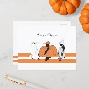Cartes Pour Fêtes Annuelles Pengouin Citrouille Personnalisé Drôle Halloween