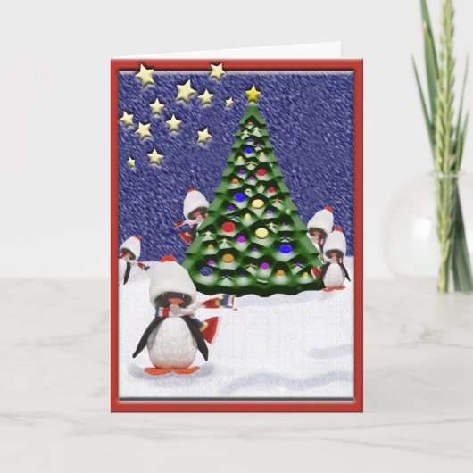 Cartes Pour Fêtes Annuelles Penguin Christmas Paradise Art Custom (Devant)