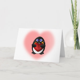 Cartes Pour Fêtes Annuelles Penguin de la Saint Valentin au coeur