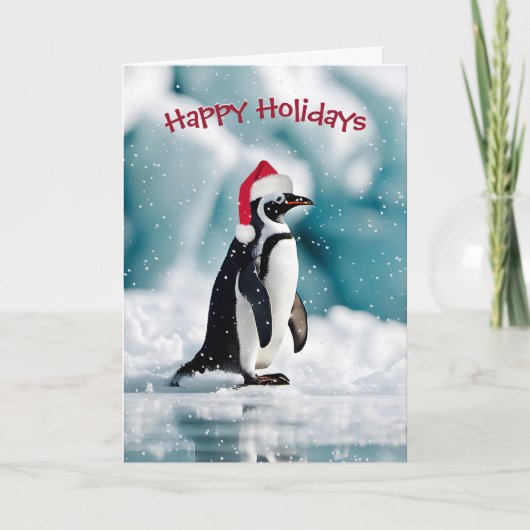 Cartes Pour Fêtes Annuelles Penguin de Noël sur Iceberg (Devant)