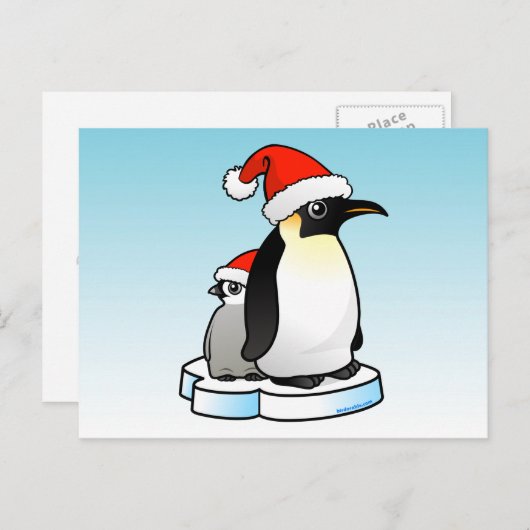 Cartes Pour Fêtes Annuelles Penguin, l'empereur père Noël (Devant / Derrière)