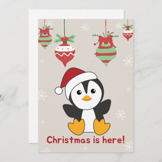Cartes Pour Fêtes Annuelles Penguin Noël Neige Animaux Hiver Manchots Hol (Devant / Derrière)