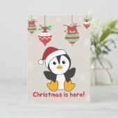 Cartes Pour Fêtes Annuelles Penguin Noël Neige Animaux Hiver Manchots Hol (Debout devant)